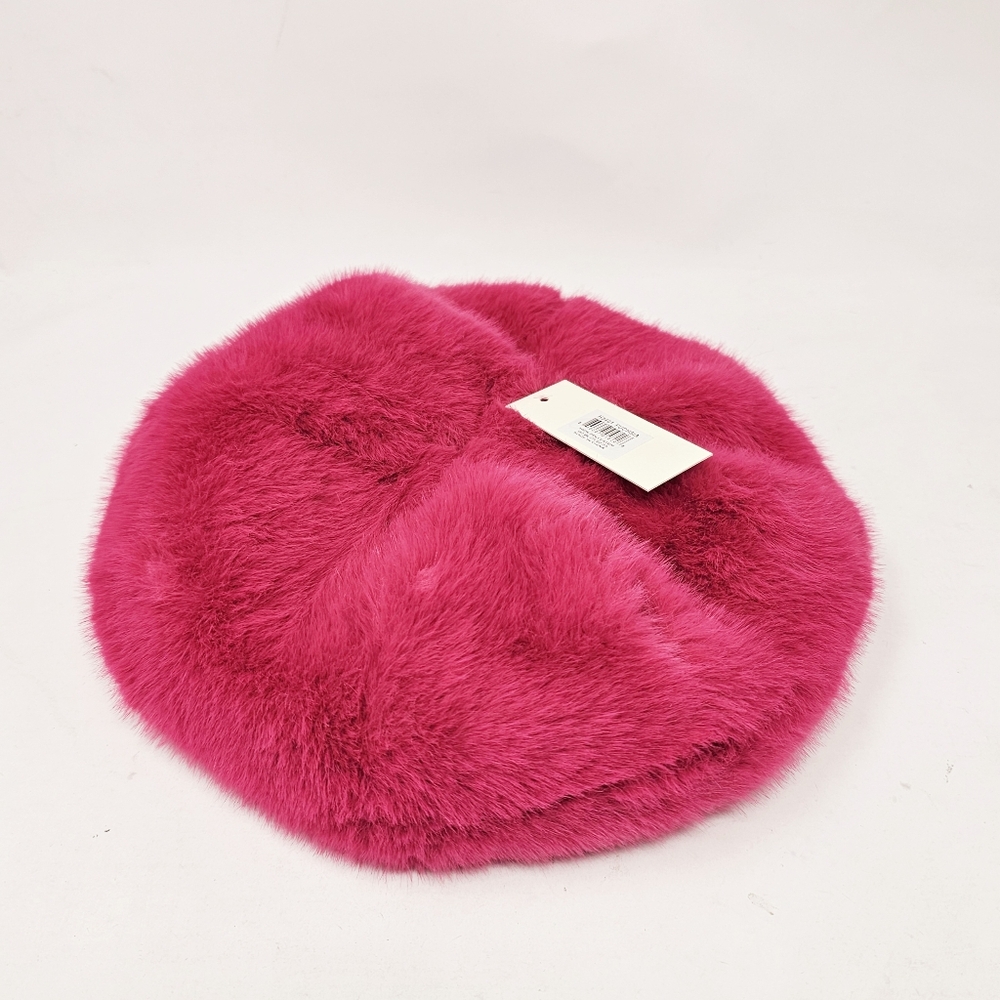 Hot Pink Fuchsia Faux Fur Beret Hat for Women Cozy and Chic NWT - Picture 2 of 5